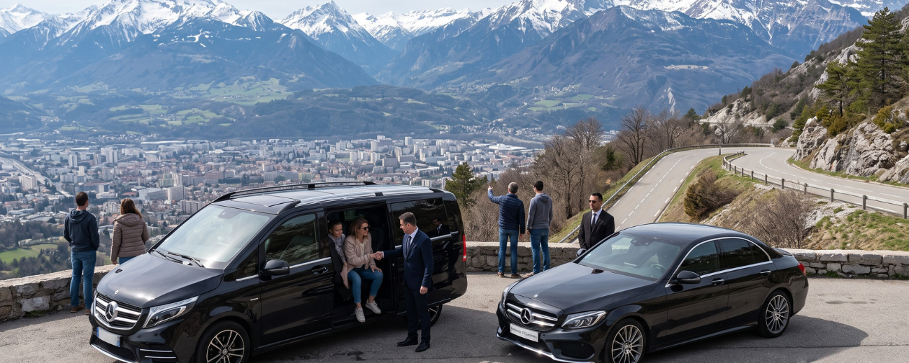 Chauffeur VTC mariage Grenoble avec couple élégant